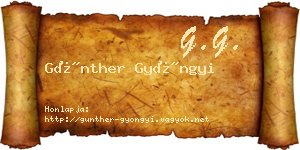 Günther Gyöngyi névjegykártya