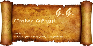 Günther Gyöngyi névjegykártya